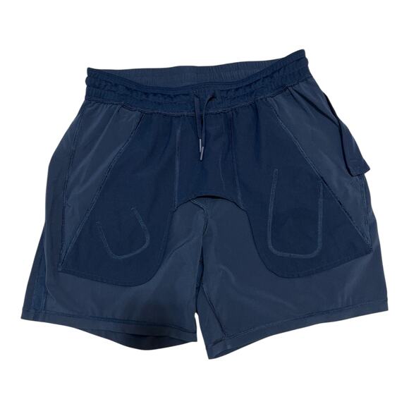 Lululemon Men’s Athletic Shorts Navy Blue Size M Zip Pocket Lightweight - Picture 6 of 8